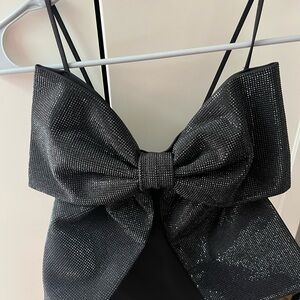 ZARA Black Sparkle Tank Top with Statement Bow